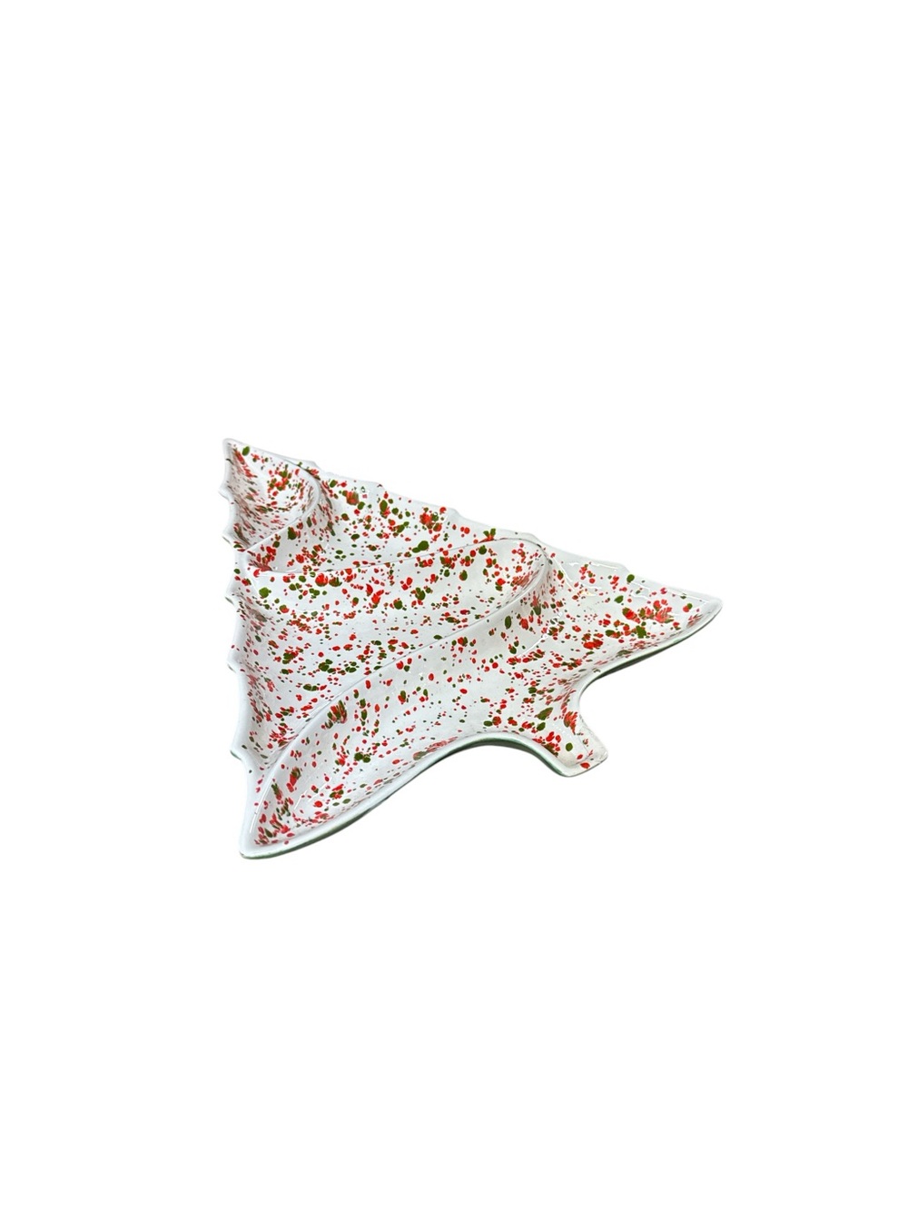 Vintage 1970s Atlantic Mold Ceramic Christmas Tree Divided Serving Platter 15.5” - Picture 2 of 5